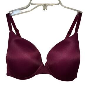 36C Victoria's Secret Pink Bra Wear Everywhere T-Shirt Push Up Pads Burgundy